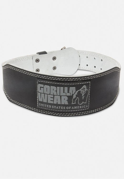 Gorilla Wear 4 Inch Padded Leather Lifting Belt - Black/Gray